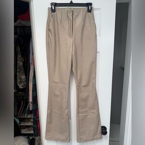 Abercrombie & Fitch Tan Leather Flare Pants
